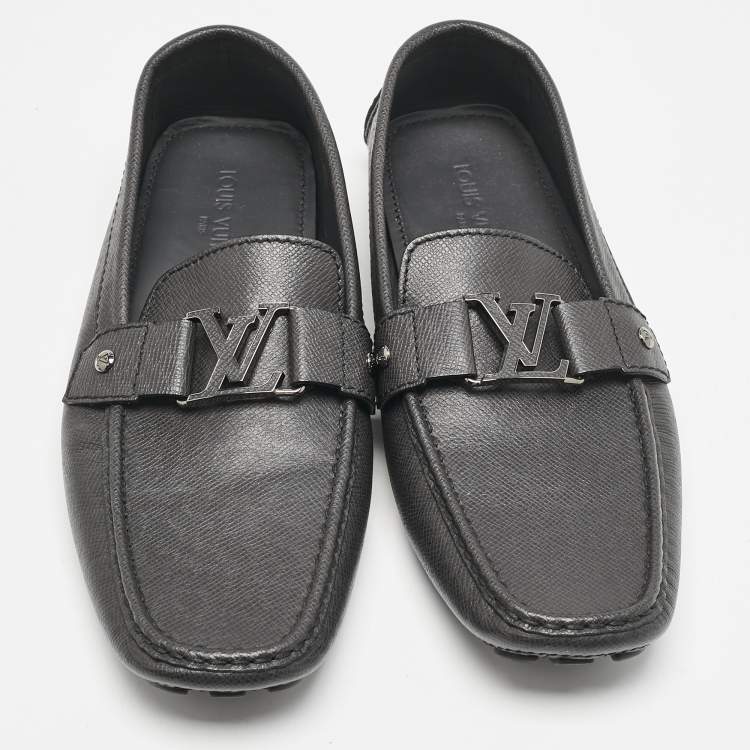 Pre Owned Louis Vuitton Black Leather Monte Carlo Loafers Size 44.5