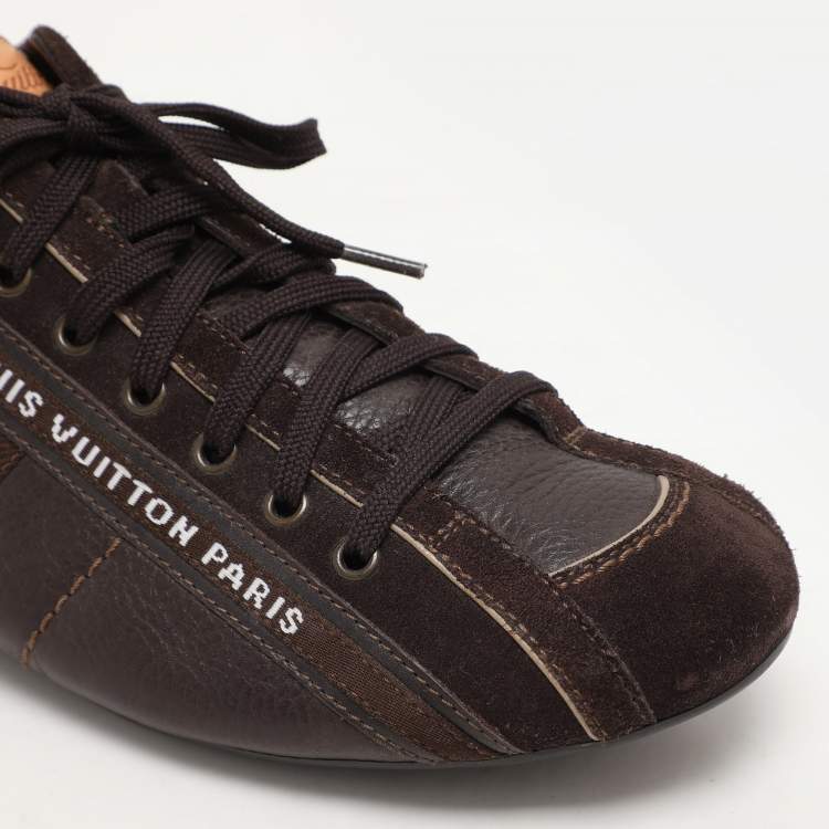 Pre Owned Louis Vuitton Brown Suede and Leather Cosmos Low Top Sneakers Size 40