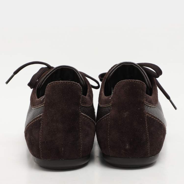 Pre Owned Louis Vuitton Brown Suede and Leather Cosmos Low Top Sneakers Size 40