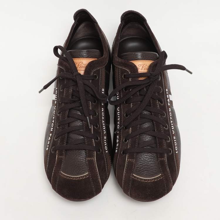 Pre Owned Louis Vuitton Brown Suede and Leather Cosmos Low Top Sneakers Size 40