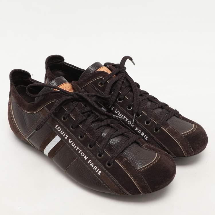 Pre Owned Louis Vuitton Brown Suede and Leather Cosmos Low Top Sneakers Size 40