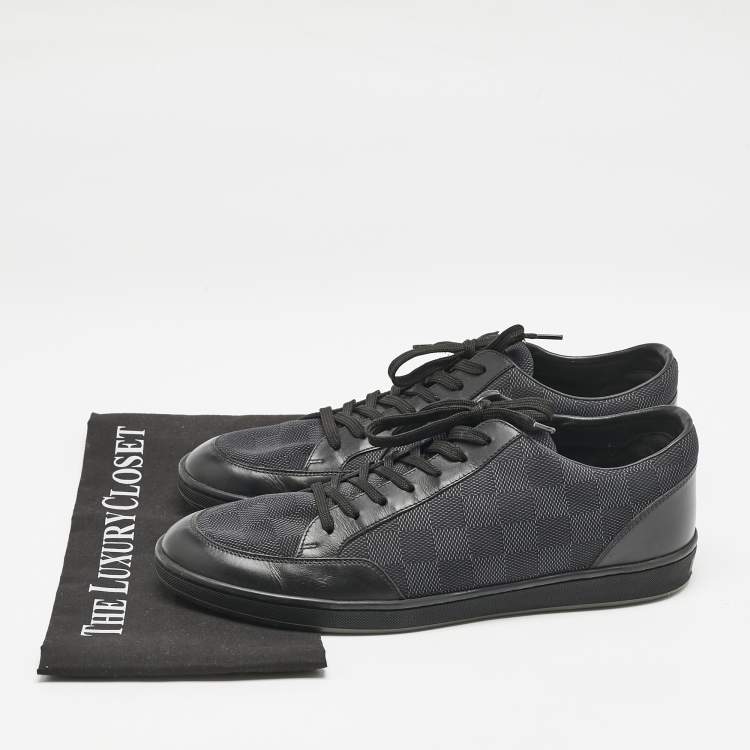 Pre Owned Louis Vuitton Damier Graphite Nylon and Leather Offshore Sneakers Size 42.5