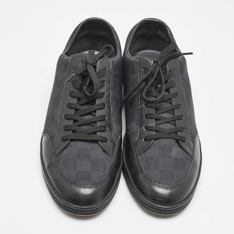 Pre Owned Louis Vuitton Damier Graphite Nylon and Leather Offshore Sneakers Size 42.5