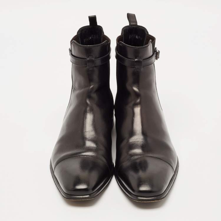 Pre Owned Louis Vuitton Black Leather Greenwich Ankle Boots Size 42