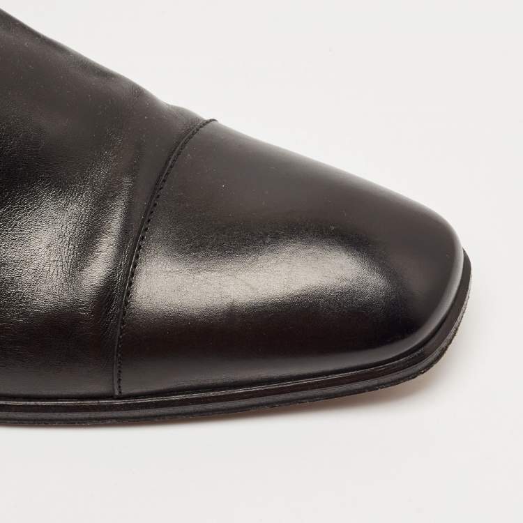 Pre Owned Louis Vuitton Black Leather Greenwich Ankle Boots Size 42
