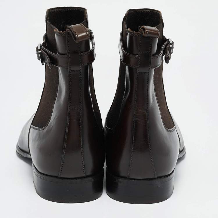 Pre Owned Louis Vuitton Brown Leather Loyalty Ankle Boots Size 42