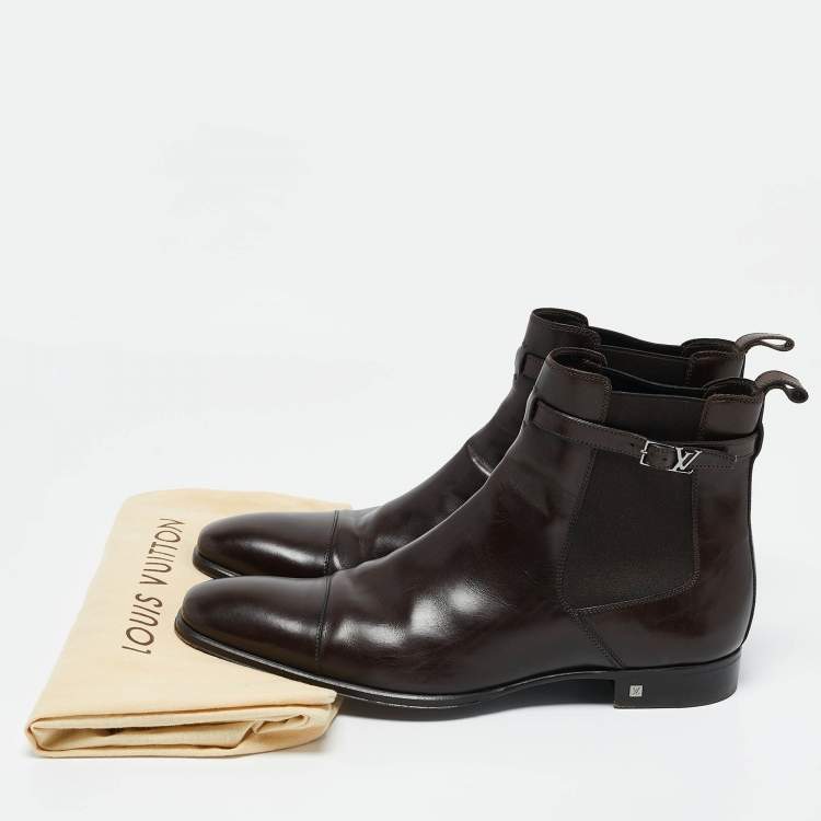 Pre Owned Louis Vuitton Brown Leather Loyalty Ankle Boots Size 42