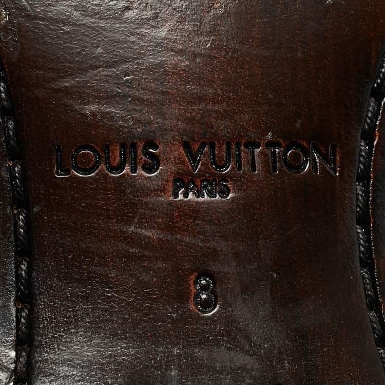 Pre Owned Louis Vuitton Brown Leather Loyalty Ankle Boots Size 42