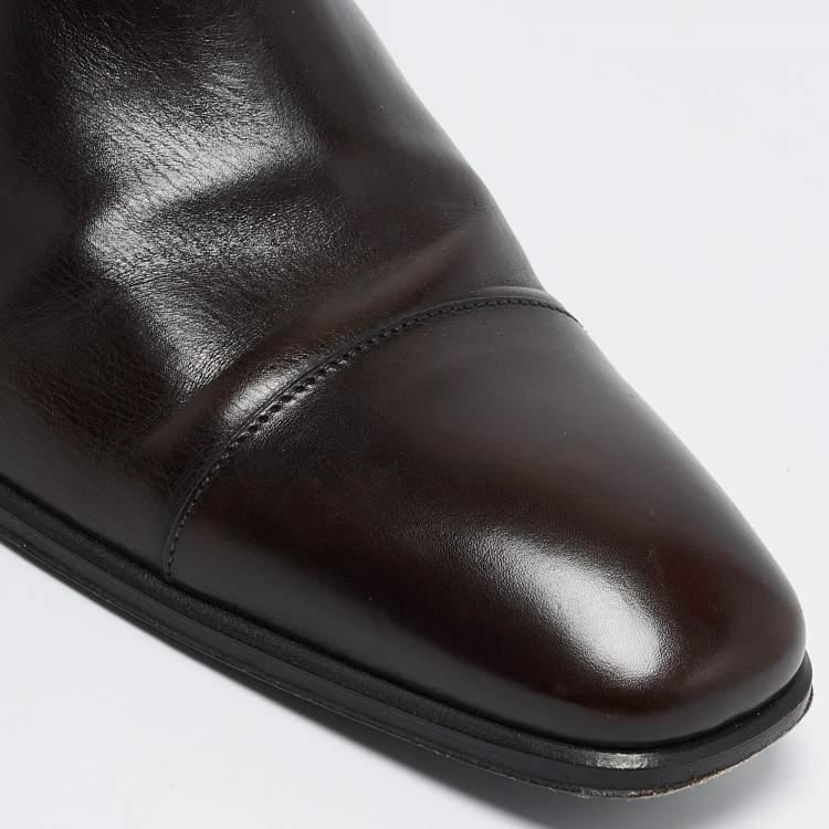 Pre Owned Louis Vuitton Brown Leather Loyalty Ankle Boots Size 42