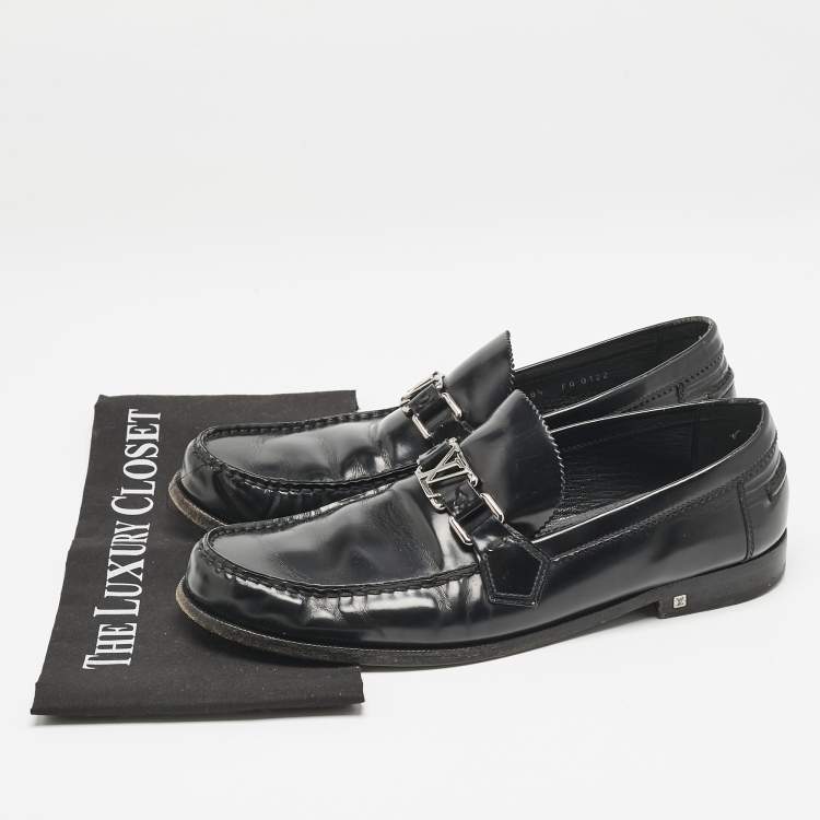 Pre Owned Louis Vuitton Black Leather Major Loafers Size 42.5