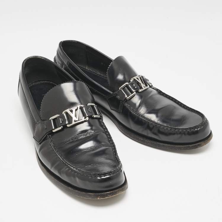 Pre Owned Louis Vuitton Black Leather Major Loafers Size 42.5