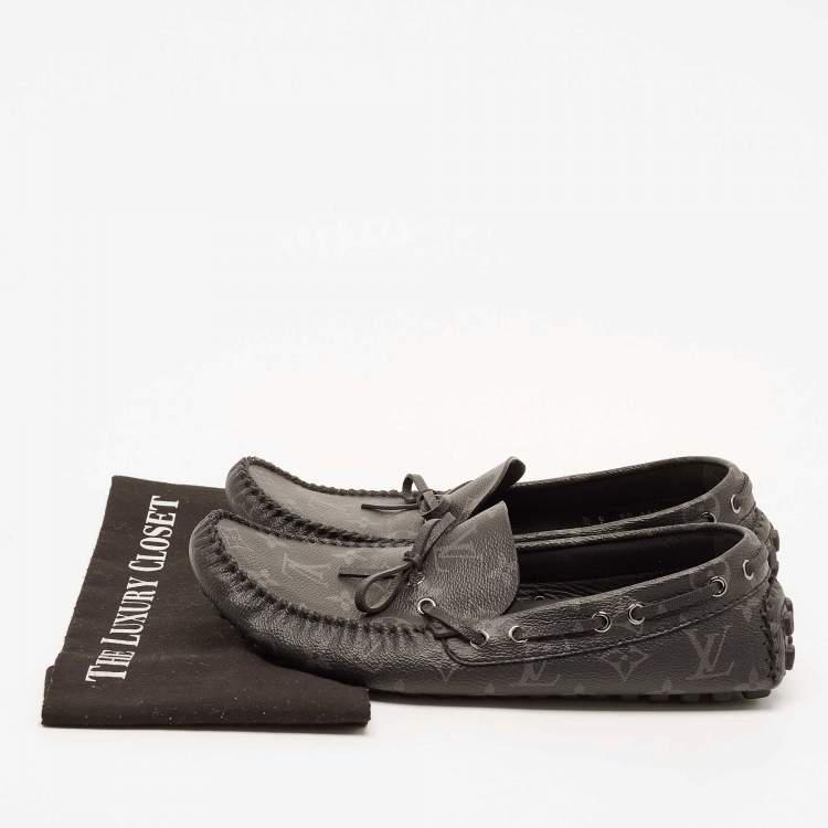 Pre Owned Louis Vuitton Black Monogram Canvas Arizona Slip On Loafers Size 43