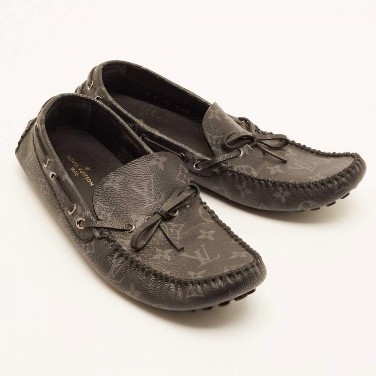 Pre Owned Louis Vuitton Black Monogram Canvas Arizona Slip On Loafers Size 43