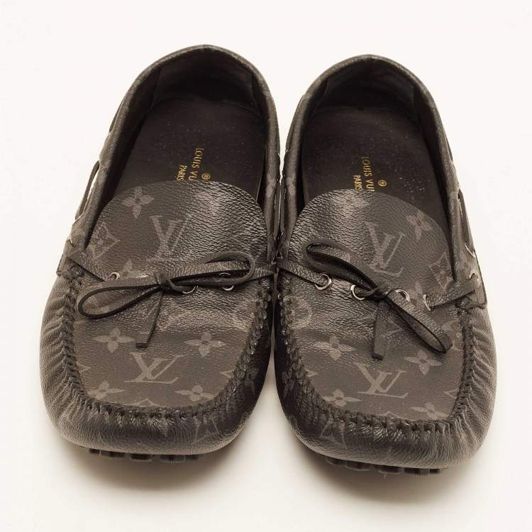 Pre Owned Louis Vuitton Black Monogram Canvas Arizona Slip On Loafers Size 43