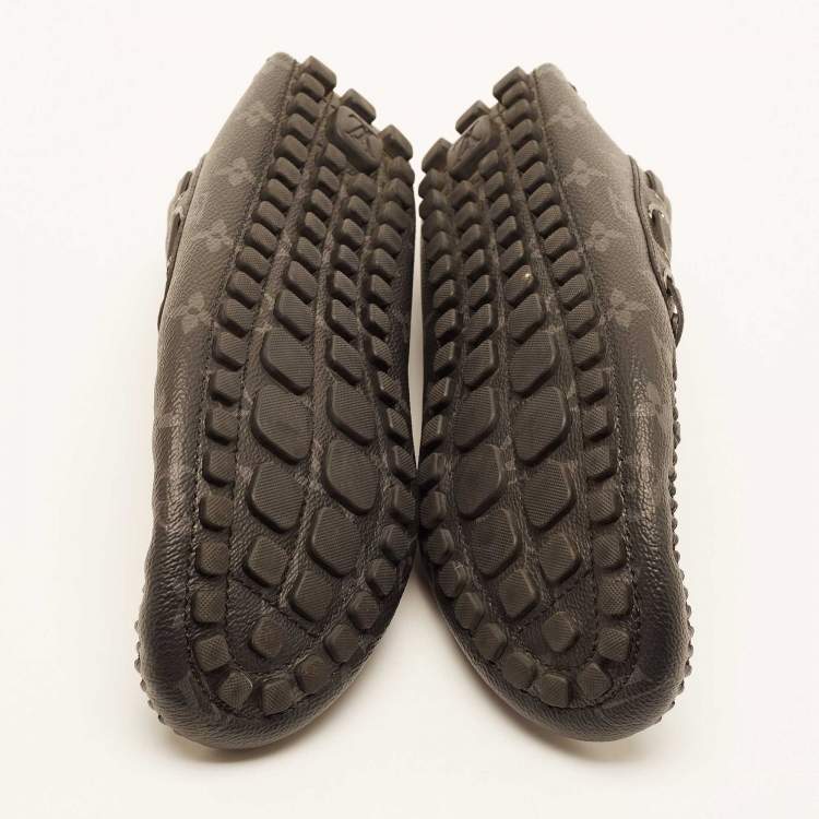 Pre Owned Louis Vuitton Black Monogram Canvas Arizona Slip On Loafers Size 43