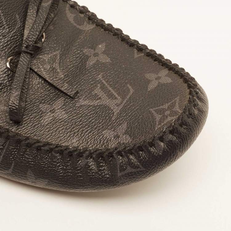 Pre Owned Louis Vuitton Black Monogram Canvas Arizona Slip On Loafers Size 43