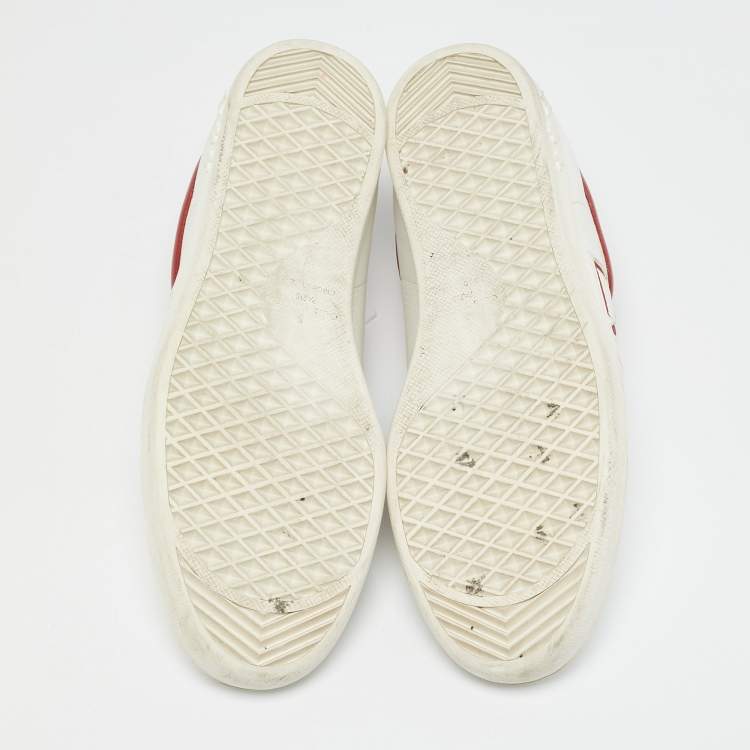 Pre Owned Louis Vuitton White Leather Luxembourg Lace Up Sneakers Size 42