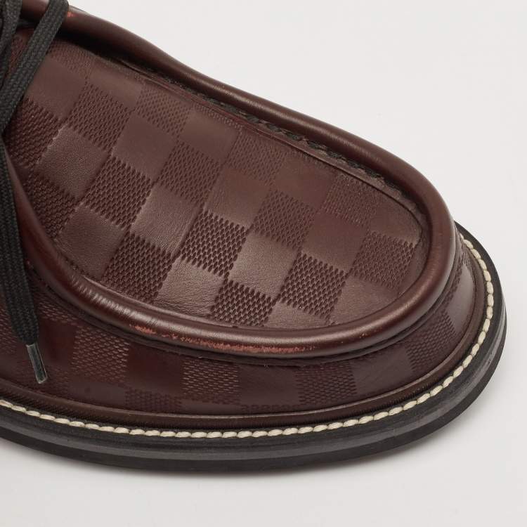 Pre Owned Louis Vuitton Burgundy Damier Infini Leather LV Ranger Derby Size 42