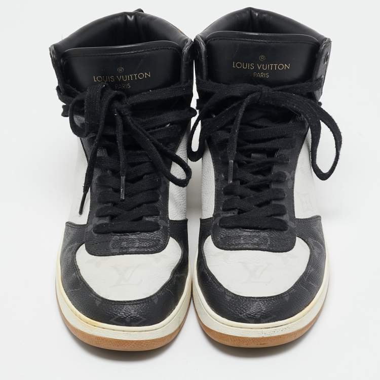 Pre Owned Louis Vuitton Tricolor Monogram Canvas and Leather Rivoli High Top Sneakers Size 39