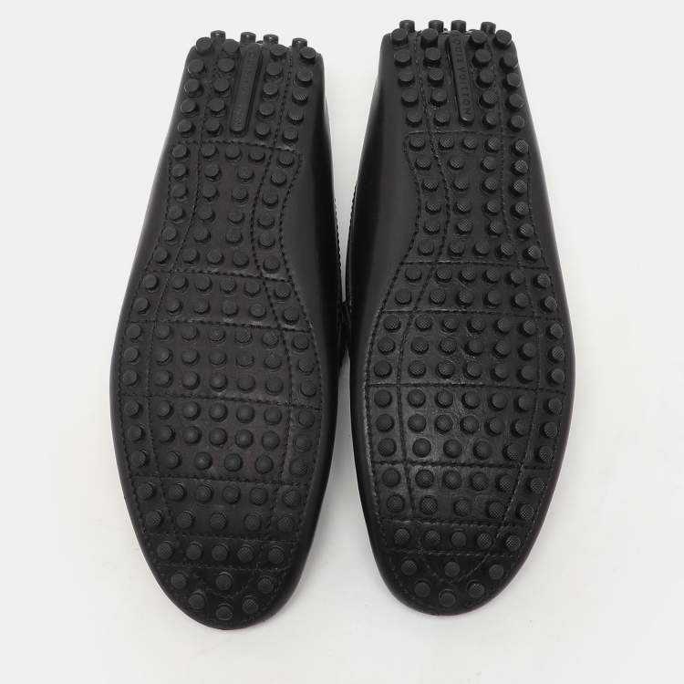 Pre Owned Louis Vuitton Black Leather LV Club Slip On Loafers Size 40