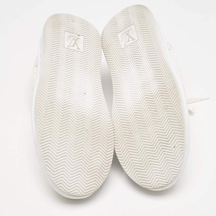 Pre Owned Louis Vuitton White/Beige Leather Beverly Hills Low Top Sneakers Size 40.5