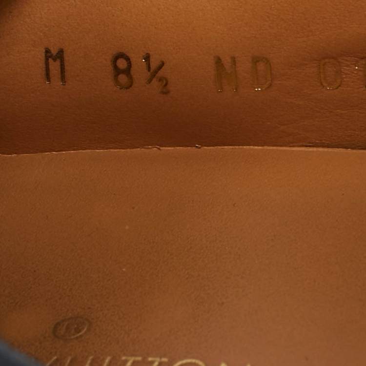 Pre Owned Louis Vuitton Navy Blue Leather Monte Carlo Loafers Size 42.5