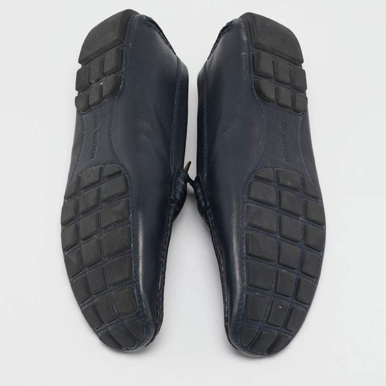Pre Owned Louis Vuitton Navy Blue Leather Monte Carlo Loafers Size 42.5