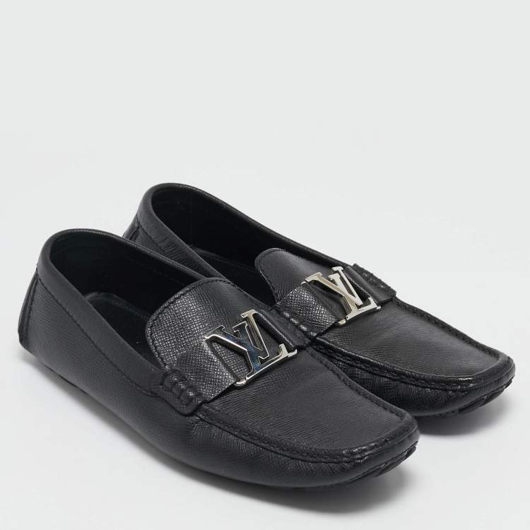 مملوكة مسبقًا Louis Vuitton Black Leather Monte Carlo Slip On Loafers Size 42