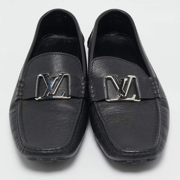 مملوكة مسبقًا Louis Vuitton Black Leather Monte Carlo Slip On Loafers Size 42