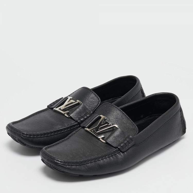 مملوكة مسبقًا Louis Vuitton Black Leather Monte Carlo Slip On Loafers Size 42