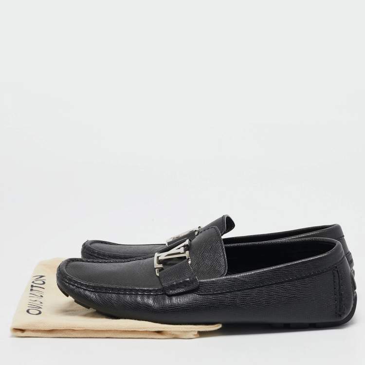 مملوكة مسبقًا Louis Vuitton Black Leather Monte Carlo Slip On Loafers Size 42