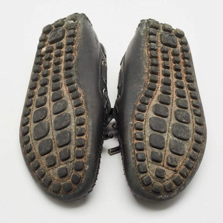 Pre Owned Louis Vuitton Black Leather Bow Slip On Loafers Size 39