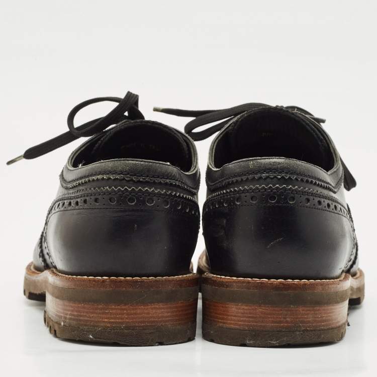 Pre Owned Louis Vuitton Black Leather Lace Up Brogue Wingtip Derby Size 43