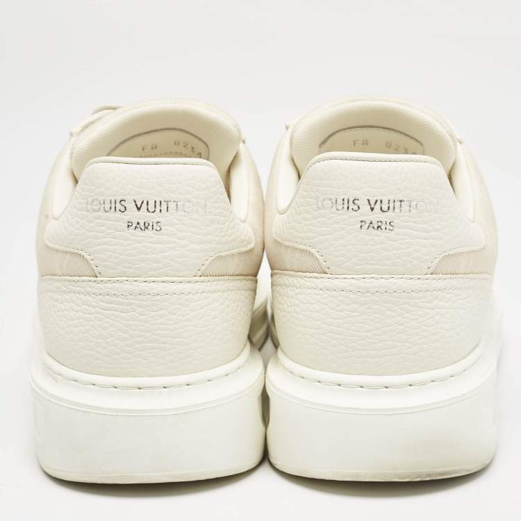 Pre Owned Louis Vuitton Beige Monogram Denim and Leather Beverly Hills Sneakers Size 41