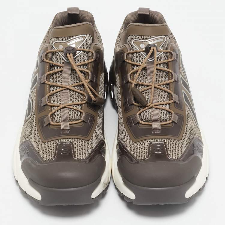 Pre Owned Louis Vuitton Brown Mesh and Leather LV Runner Tatic Sneakers Size 44