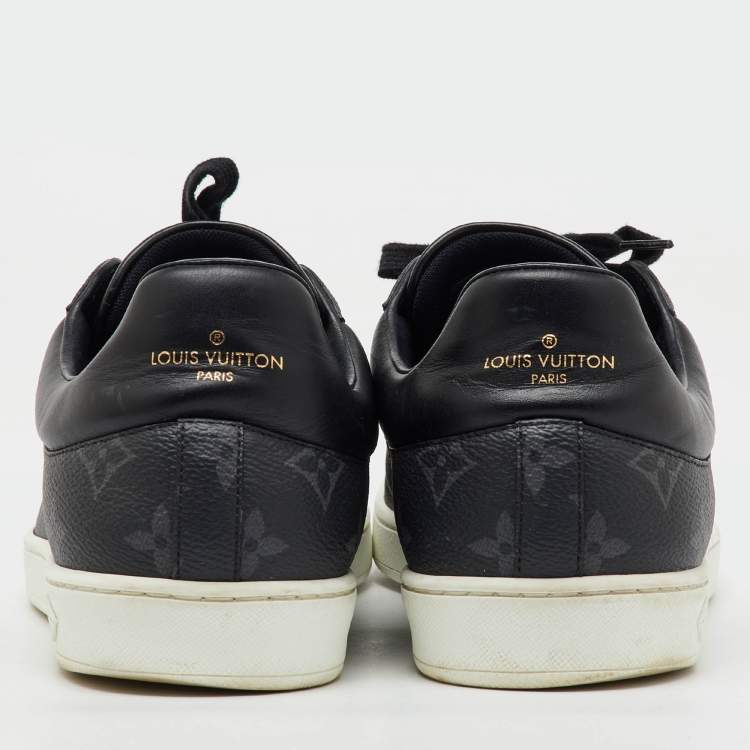 Pre Owned Louis Vuitton Black Monogram Eclipse Frontrow Low Top Sneakers Size 43