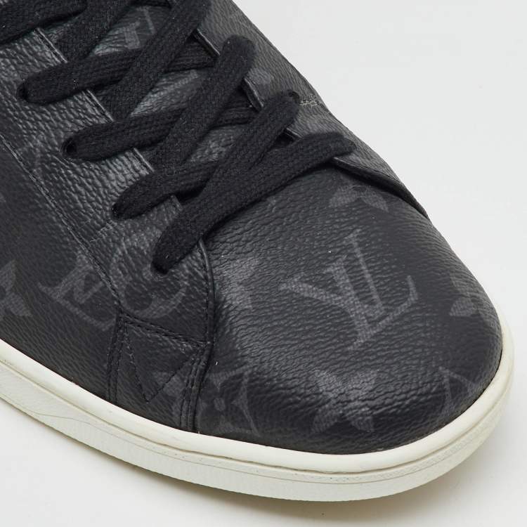 Pre Owned Louis Vuitton Black Monogram Eclipse Frontrow Low Top Sneakers Size 43