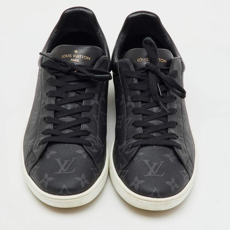 Pre Owned Louis Vuitton Black Monogram Eclipse Frontrow Low Top Sneakers Size 43