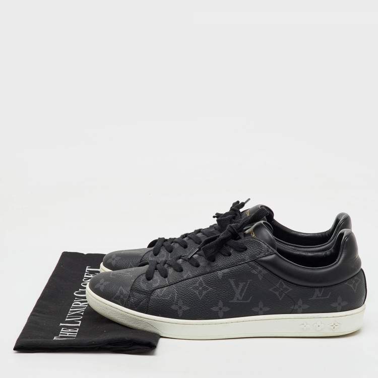 Pre Owned Louis Vuitton Black Monogram Eclipse Frontrow Low Top Sneakers Size 43