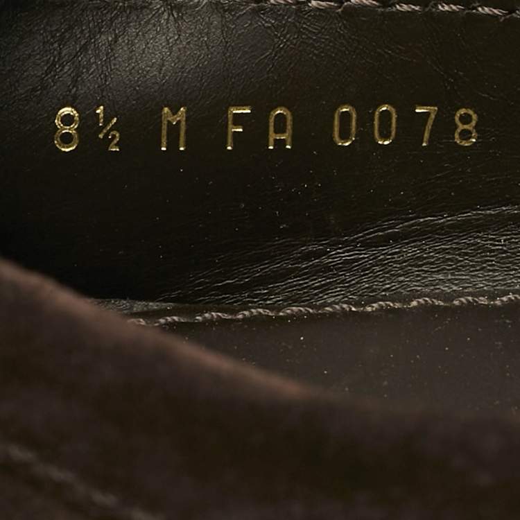 Pre Owned Louis Vuitton Dark Brown Suede Hockenheim Slip On Loafers Size 42.5