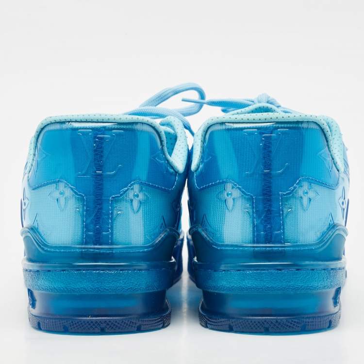 Pre Owned Louis Vuitton Blue PVC Run Away Lace Up Sneakers Size 40