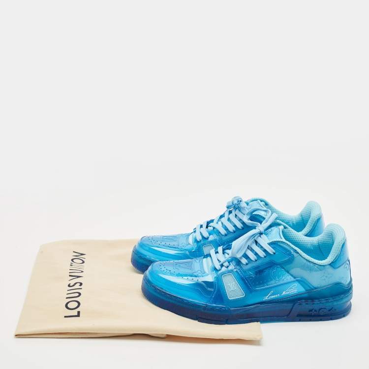 Pre Owned Louis Vuitton Blue PVC Run Away Lace Up Sneakers Size 40