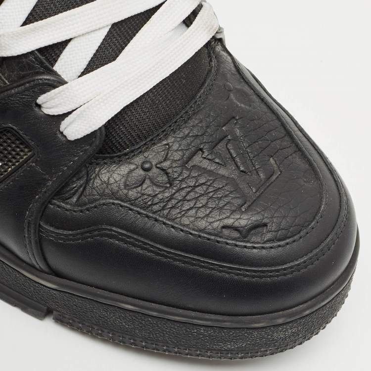 مملوكة مسبقًا Louis Vuitton Black Leather LV Trainer Lace Up Sneakers Size 42.5