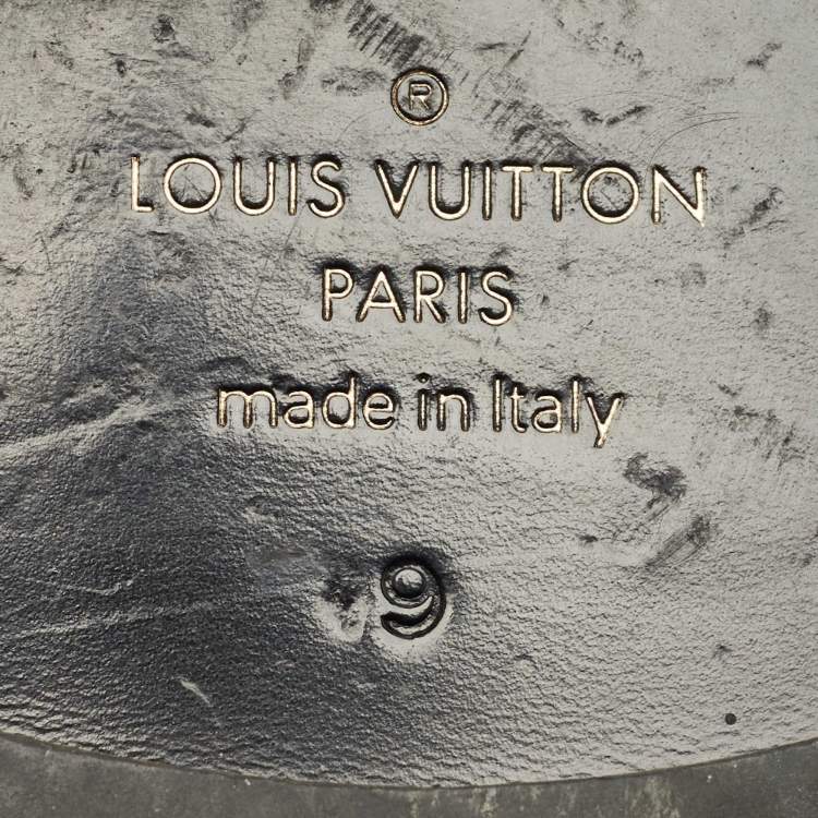 Pre Owned Louis Vuitton Black Leather Damier Embossed Santiago Loafers Size 43