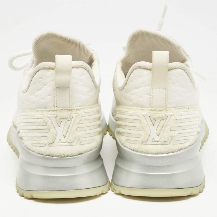 Pre Owned Louis Vuitton White Knit Fabric VNR Low Top Sneakers Size 45