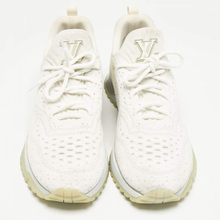 Pre Owned Louis Vuitton White Knit Fabric VNR Low Top Sneakers Size 45