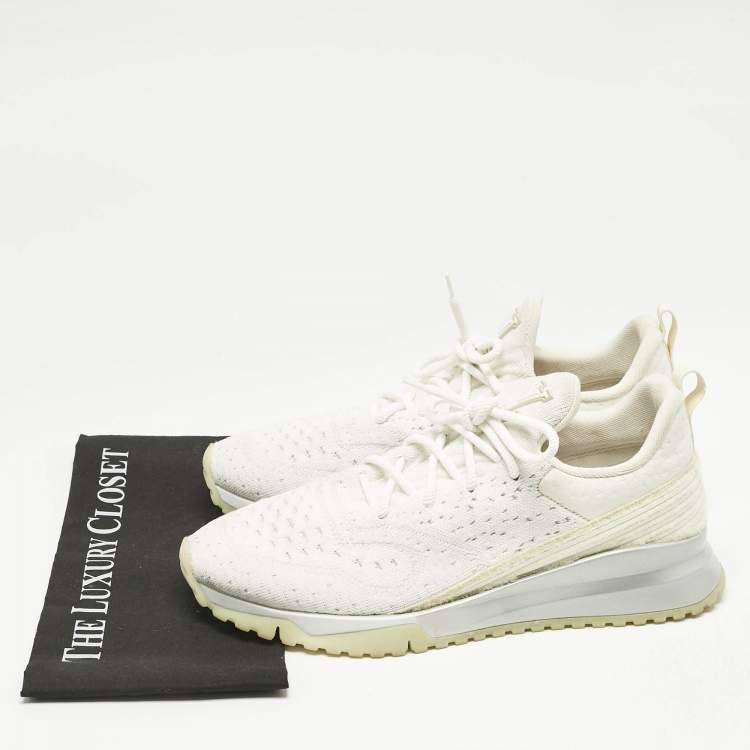 Pre Owned Louis Vuitton White Knit Fabric VNR Low Top Sneakers Size 45