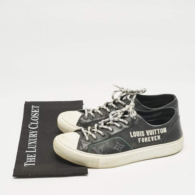 Pre Owned Louis Vuitton Black Canvas And Leather LV Forever Tattoo Low Top Sneakers Size 40