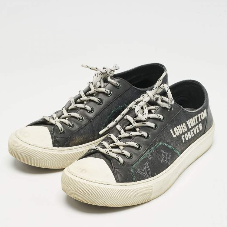 Pre Owned Louis Vuitton Black Canvas And Leather LV Forever Tattoo Low Top Sneakers Size 40