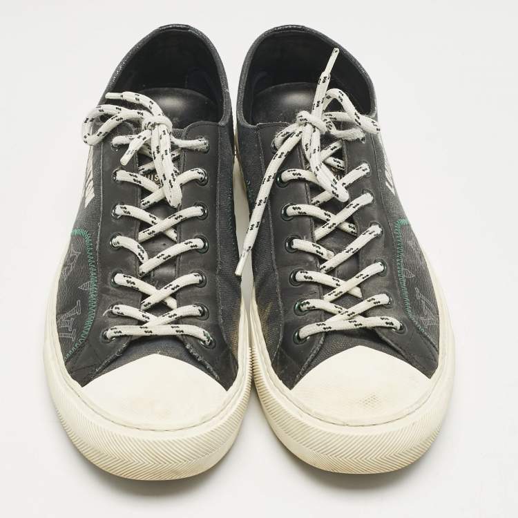 Pre Owned Louis Vuitton Black Canvas And Leather LV Forever Tattoo Low Top Sneakers Size 40